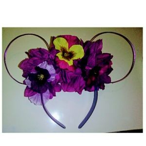 Purple Floral wire Minnie mouse Ears.